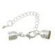 Metal Endkap set Ø 6mm with extension chain and lobster clasp Silver